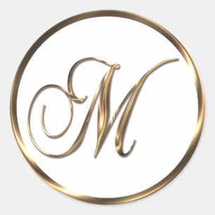 Monogram M Faux Bronze Ronde Sticker