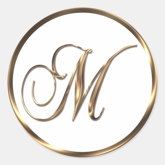Monogram M Faux Bronze Ronde Sticker (Voorkant)