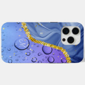 Monogram M Glam Goud Blauw & Paarse Druppels Case-Mate iPhone Case (Achterkant (horizontaal))