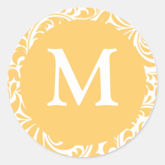 Monogram M Gold en White Wedding Favor Seals Ronde Sticker (Voorkant)