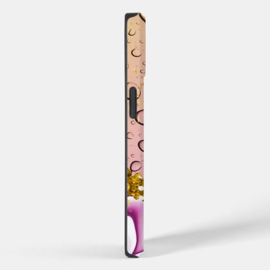 Monogram M Gold Glitter Pink Fantasy Regendruppels Case-Mate iPhone Case (Achterkant / Rechts)