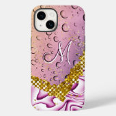 Monogram M Gouden Glitter Roze Fantasie Regendrupp Case-Mate iPhone Case (Achterkant)