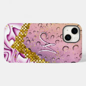 Monogram M Gouden Glitter Roze Fantasie Regendrupp Case-Mate iPhone Case (Achterkant (horizontaal))