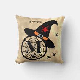 Monogram M Halloween Sky Witch Spiders Name Kussen