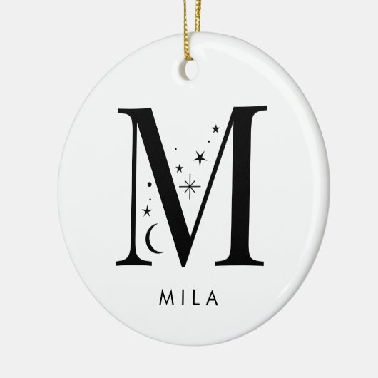 Monogram M Hemelse Naam Keramisch Ornament (Links)