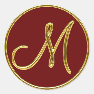 Monogram M in 3D goud Ronde Sticker