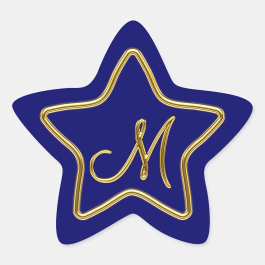 Monogram M in 3D goud Ster Sticker (Voorkant)