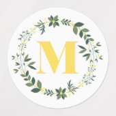 Monogram M in Goud/Citroenen met Bloem Ring Sticke Labels (Design 2)