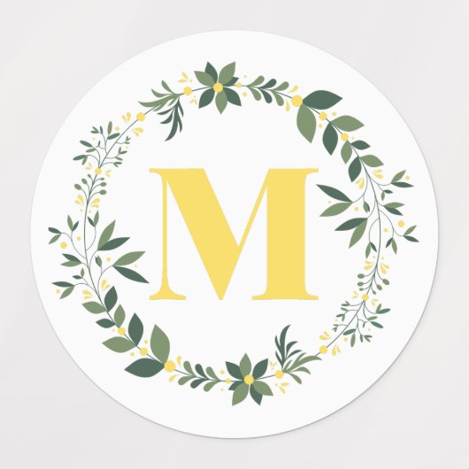 Monogram M in Goud/Citroenen met Bloem Ring Sticke Labels (Design 2)