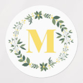 Monogram M in Goud/Citroenen met Bloem Ring Sticke Labels (Design 1)