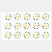 Monogram M in Goud/Citroenen met Bloem Ring Sticke Labels (Vel)