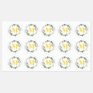 Monogram M in Goud/Citroenen met Bloem Ring Sticke Labels