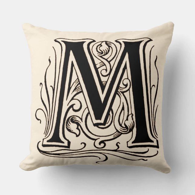  monogram "M" in Sepia Kussen (Voorkant)
