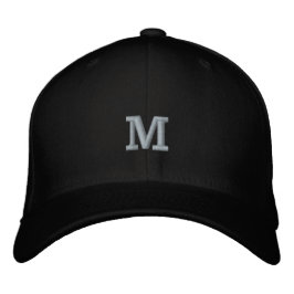 Monogram M Initiaal Letter Flexfit Wol Geborduurde Pet
