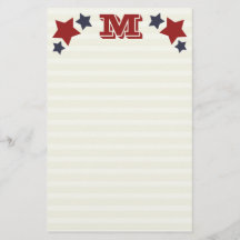 Monogram M/Initiaal M Stars & Stripes Stationery