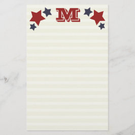 Monogram M/Initiaal M Stars & Stripes Stationery Briefpapier