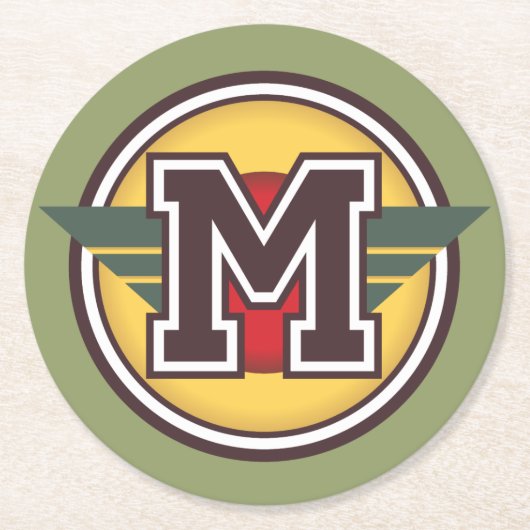 Monogram "M"-Initiaal Ronde Kartonnen Onderzetter (Voorkant)