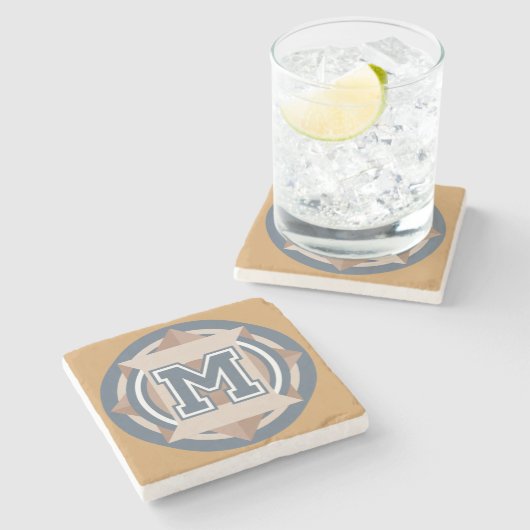 Monogram "M"-Initiaal Stenen Onderzetter (Zijkant)