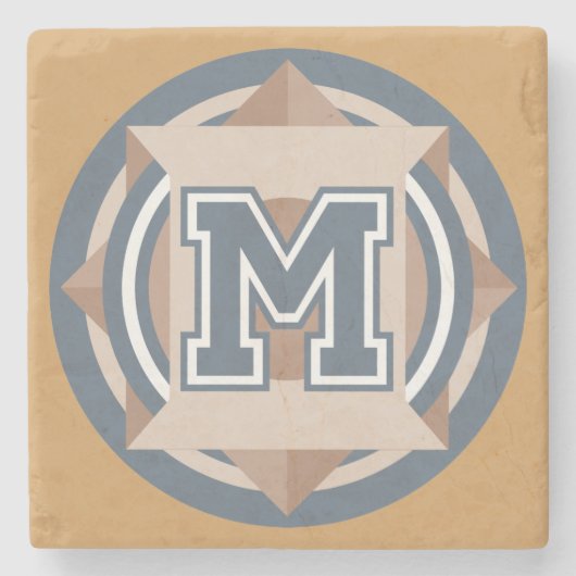 Monogram "M"-Initiaal Stenen Onderzetter (Voorkant)