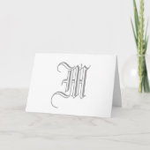 Monogram M Kaarten voor Bruiloften Grijs Wit Notitiekaartje (Voorkant)