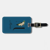 Monogram M kobalt waterverf bloem Bagagelabel (Voorkant horizontaal)