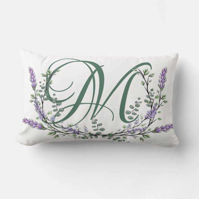 Monogram M Lavender Eucalyptus Kussen (Voorkant)