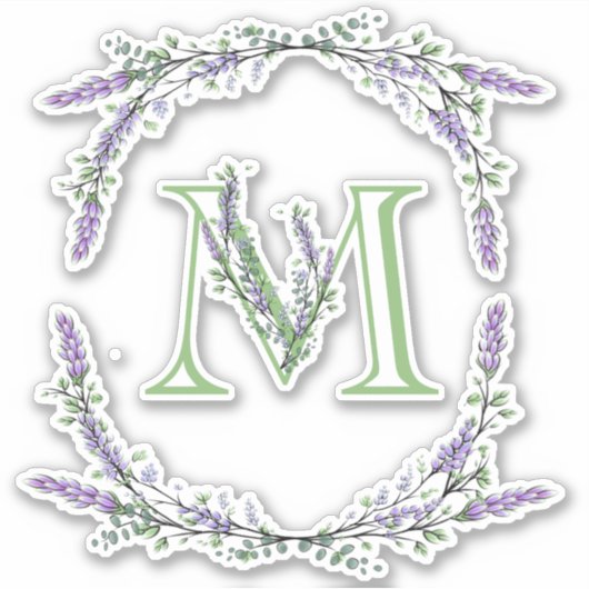 Monogram M Lavender Eucalyptus Sticker (Voorkant)