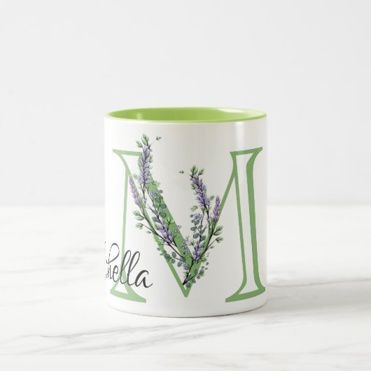 Monogram M Lavender Eucalyptus Tweekleurige Koffiemok (Center)