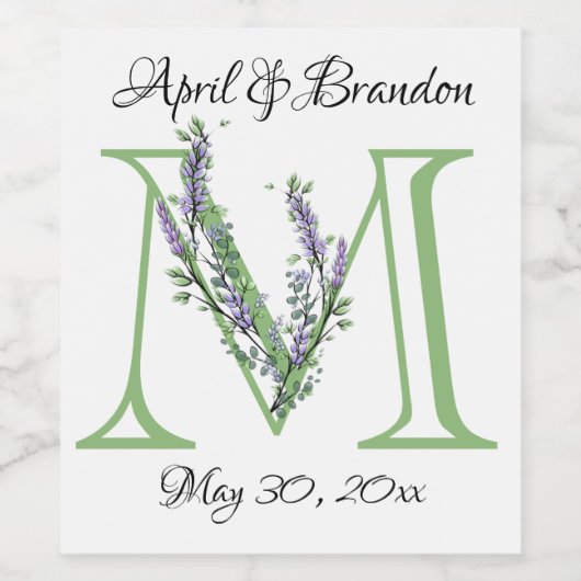 Monogram M Lavender Eucalyptus Wijn Etiket (Enkel label)