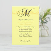 Monogram M Love Wedding Invitting Yellow Kaart (Staand voorkant)