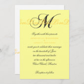 Monogram M Love Wedding Invitting Yellow Kaart (Voorkant / Achterkant)