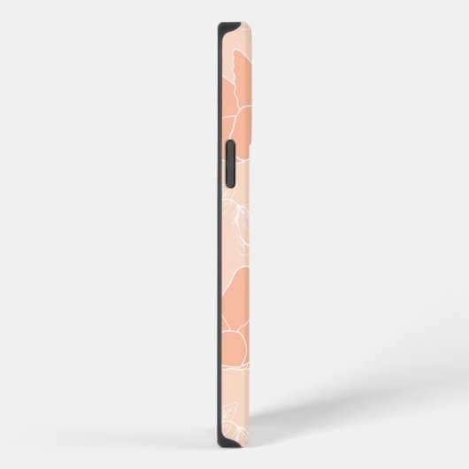 Monogram M Modern Apricot Peach Butterfly Patroon iPhone Hoesje (Rechterkant)
