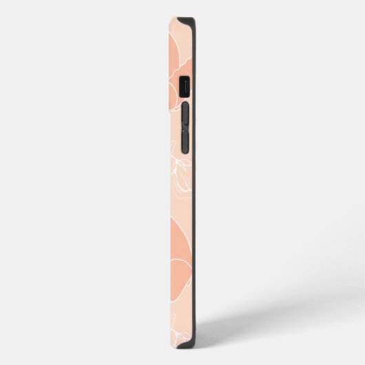 Monogram M Modern Apricot Peach Butterfly Patroon iPhone Hoesje (Linkerkant)