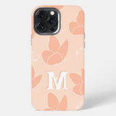 Monogram M Modern Apricot Peach Butterfly Patroon iPhone Hoesje (Achterkant)