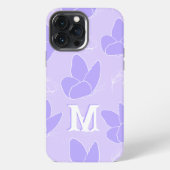 Monogram M Modern Blauw Lila Vlinderpatroon iPhone Hoesje (Achterkant)