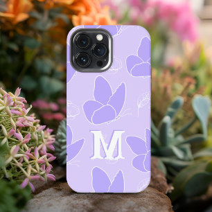 Monogram M Modern Blauw Paarse Vlinder Patroon iPhone 13 Pro Max Hoesje