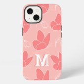 Monogram M Modern Coral Pink Butterfly Pattern iPhone Hoesje (Achterkant)