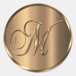 Monogram M NONMETALLIC Bronze Envelope Seal Ronde Sticker
