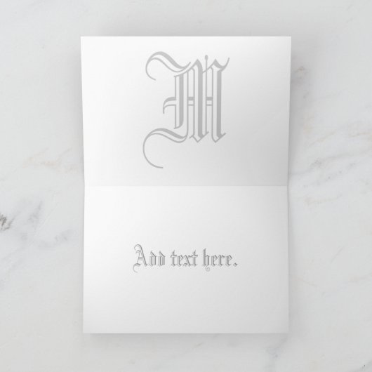 Monogram M Oude Engelse stijl voor bruiloften Notitiekaartje (Binnen)