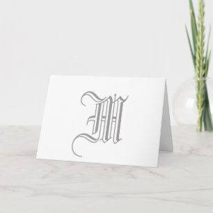 Monogram M Oude Engelse stijl voor bruiloften Notitiekaartje