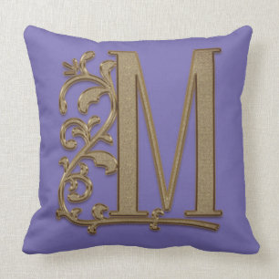 Monogram M Periwinkle Blue Family Weddendag Kussen