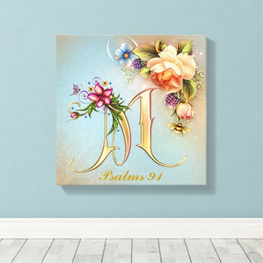 Monogram M Premium - omgepakt Canvas (gloss) Afdruk (Insitu (Houten vloer))