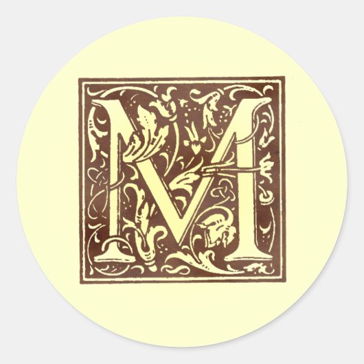 monogram M Ronde Sticker (Voorkant)