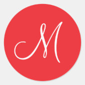 MONOGRAM M, Rood en Wit, Ronde Sticker (Voorkant)