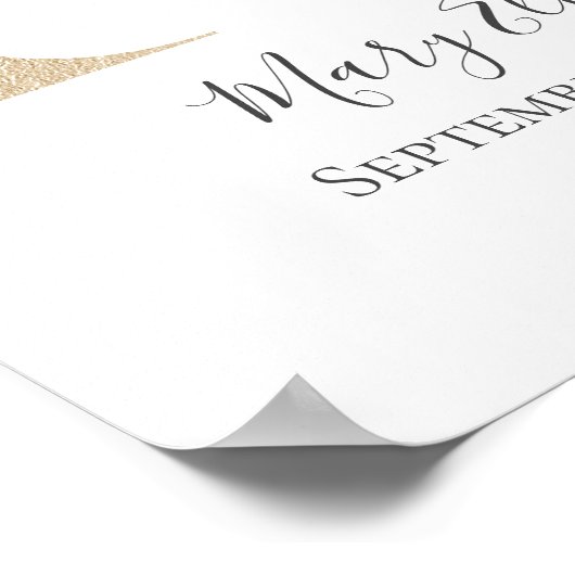 Monogram M Roze witte Floral Gold Letter Neursery Poster (Hoek)