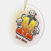Monogram M Sock Monkey Keramisch Ornament (Links)