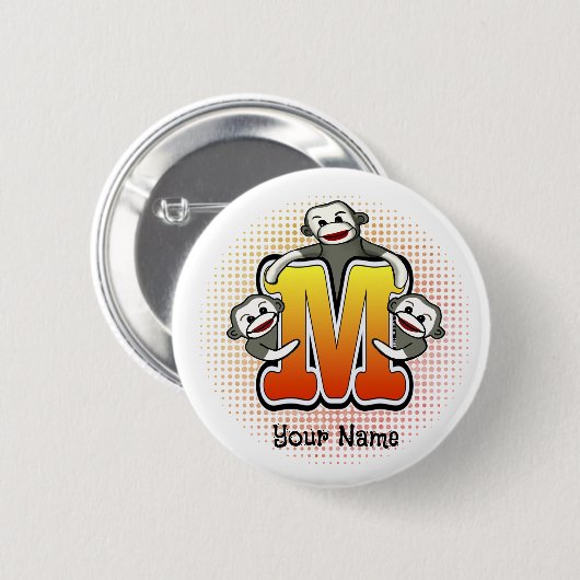 Monogram M Sock Monkey Ronde Button 5,7 Cm (Voorkant /achterkant)