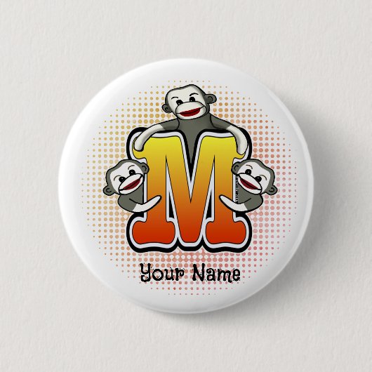 Monogram M Sokker Aap Ronde Button 5,7 Cm (Voorkant)