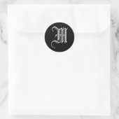Monogram M Sticker Oud Engels Stijl Zwart Wit (Tas)