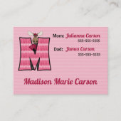 Monogram M van de noodinformatiekaarten voor kinde Contactkaartje (Voorkant)